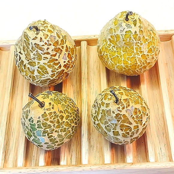 MOSAIC MID CENTURY MODERN GLASS PEAR FRUIT SET OF FOUR - Picture 5 of 7